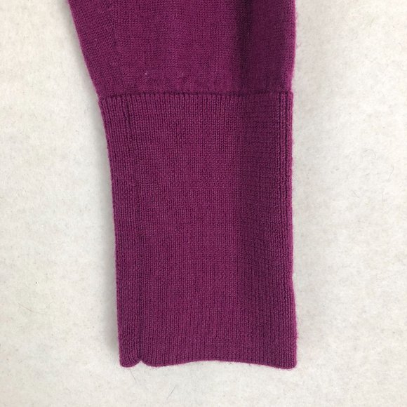 Halogen Women's Size Medium Purple 100% Merino Wool Knit V-Neck Cardigan Sweater - Picture 3 of 9